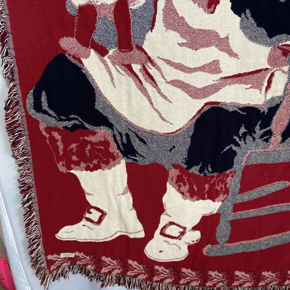 Vintage 1992 Christmas Tapestry Woven Throw Blanket Santa Doll Cozy 48 x 67 in - Picture 9 of 11